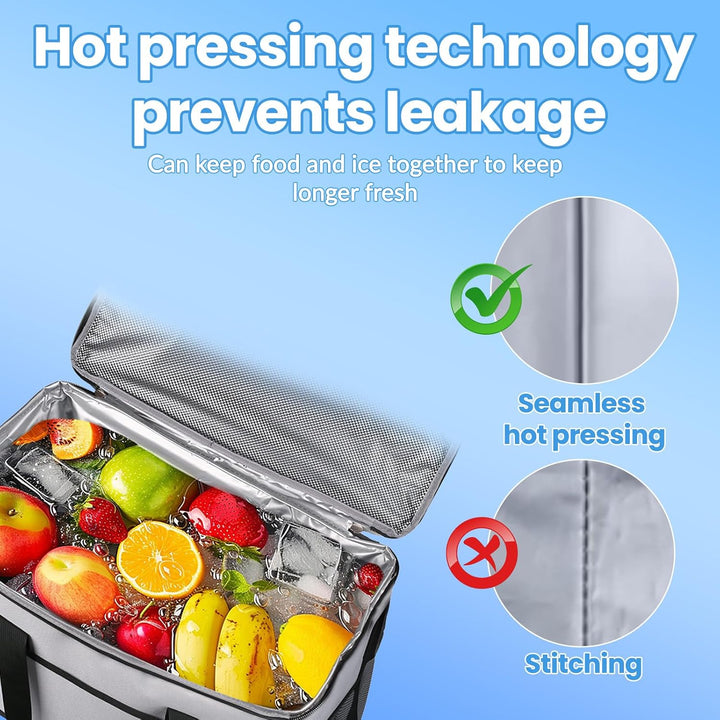 35L Gross Outdoor Kühltasche Faltbar, 60 Can Kühltasche Thermotasche Isoliertasche für Getränke &amp; Ge