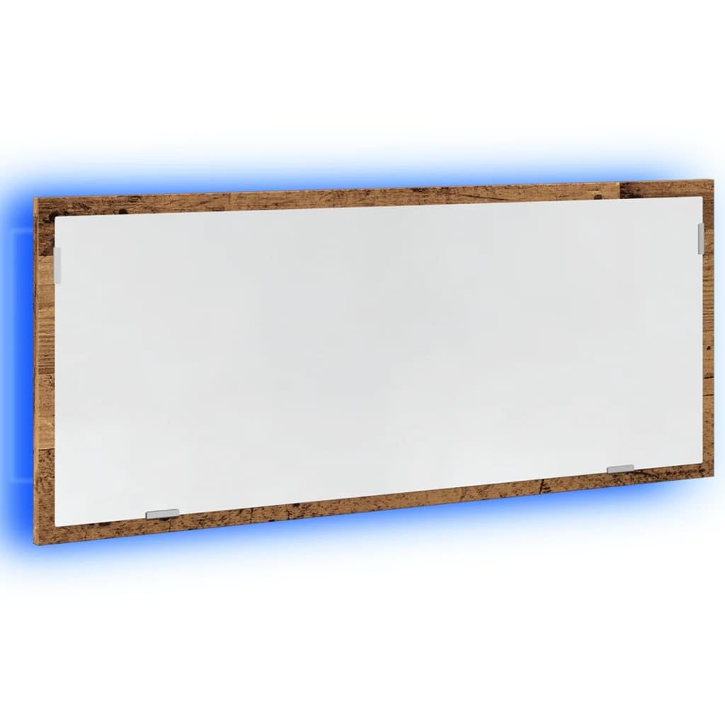 vidaXL LED Badspiegel - Wandmontierter Old Wood Modern Engineered Vanity Mirror with Non-Distorted R