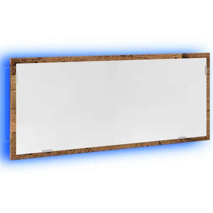 vidaXL LED Badspiegel - Wandmontierter Old Wood Modern Engineered Vanity Mirror with Non-Distorted R