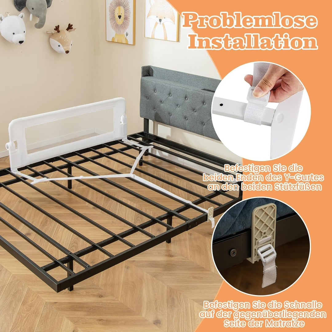 FANTASK Bettschutzgitter klappbar mit Verstellbarer Gurte, Bettgitter Bettschutzgitter, EIN-klick-Fa