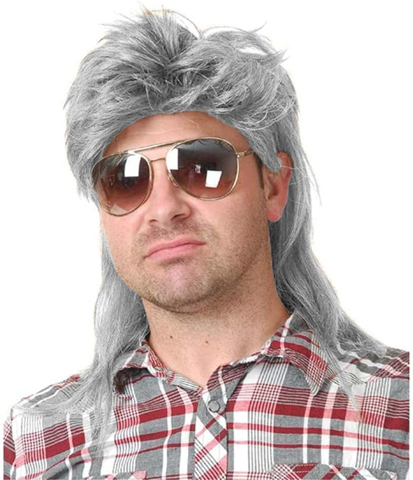 Beweig 80er Jahre Mann Meerbarbe Perücke grau Cosplay Halloween Perücke Kostüm C327-Grau, C327-Grau