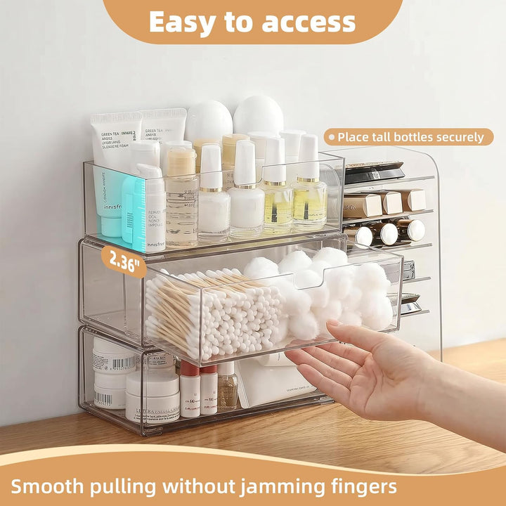 4-Set Schminktisch Organizer mit Schublade, Spiegelschrank Organizer 4er-Set, 4er-Set
