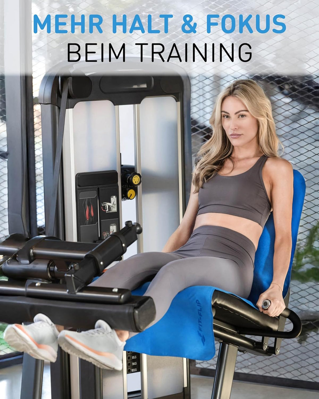 Fit-Flip Fitness Handtuch - mit Magnet und Reissverschluss Tasche - Gym Handtuch aus Mikrofaser für