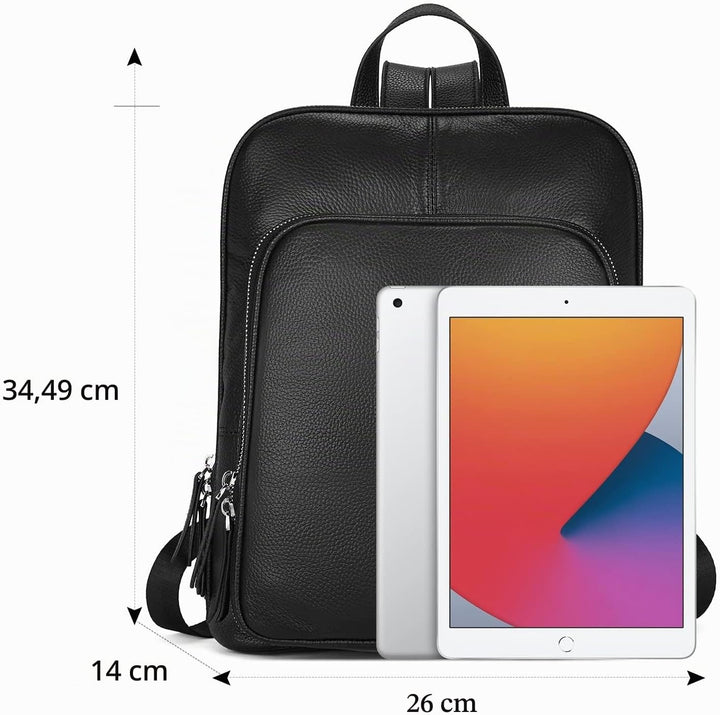 BOSTANTEN Leder Rucksack Damen Reiserucksack Tagesrucksack Casual Backpack Daypacks Schwarz A-01-sch