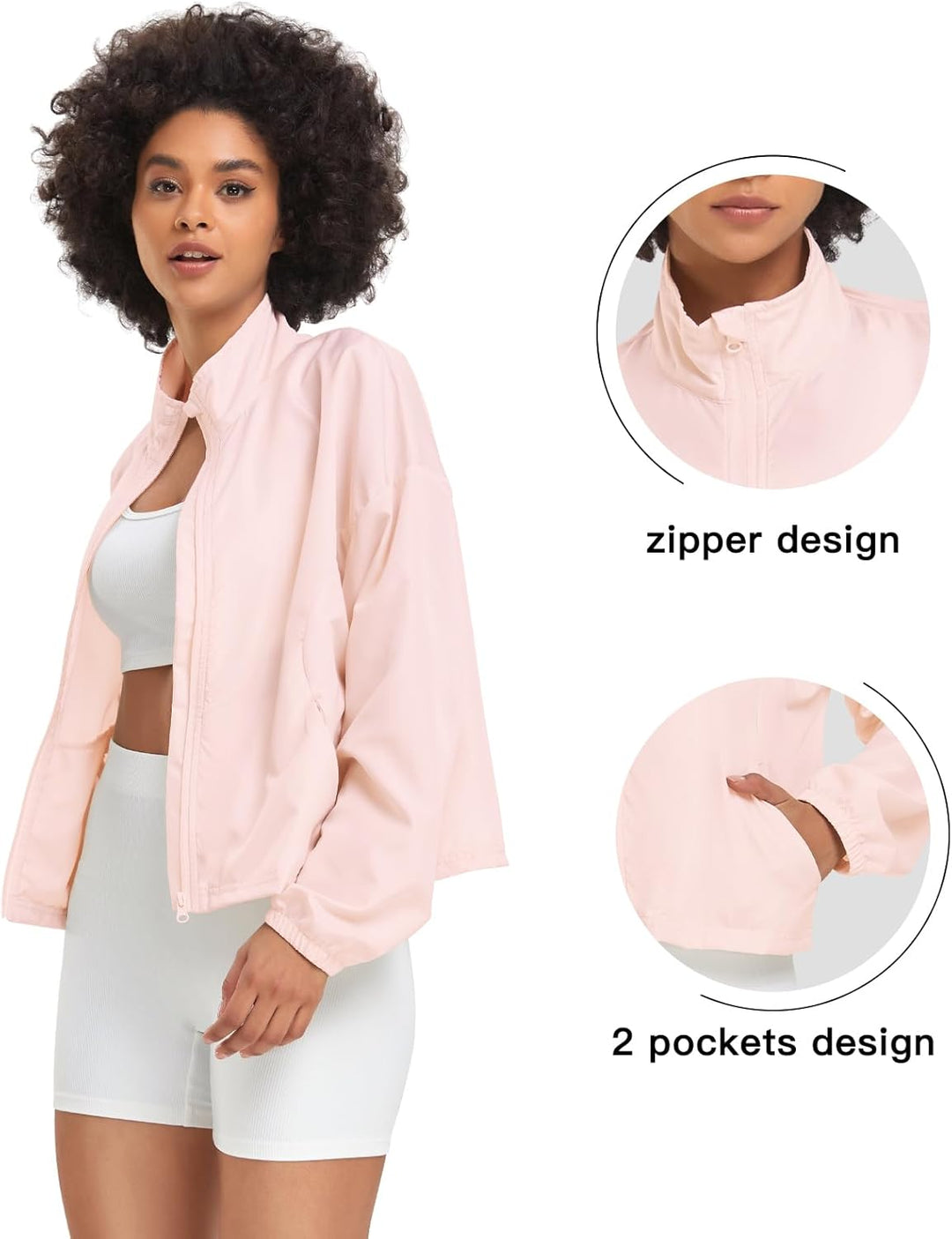 VUTRU Frauen UPF Sonnenschutzjacke Leichtes Workout Laufstreckenjacke Loose Fit Yoga Sportbekleidung
