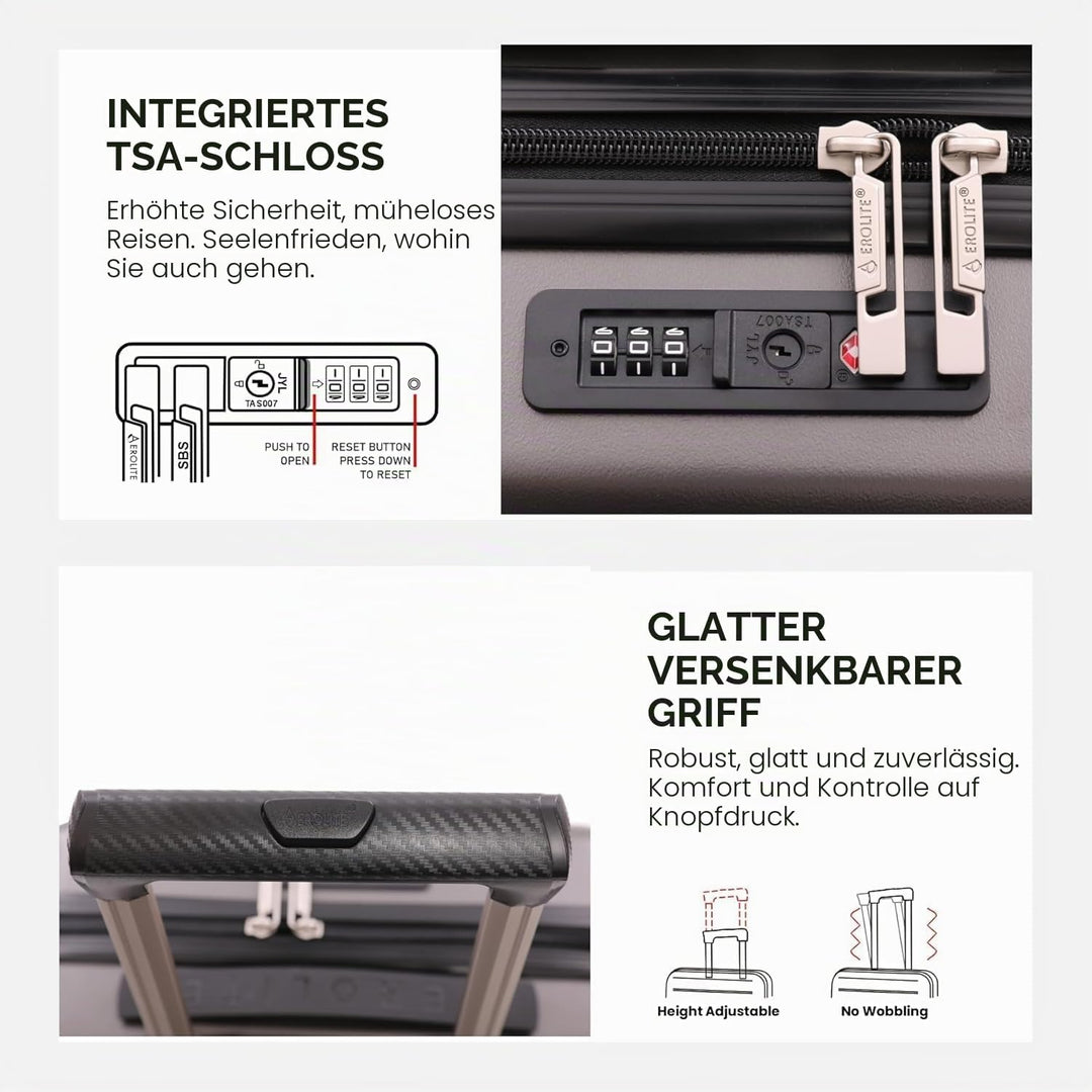 Aerolite Ryanair Reisekoffer mit 2 Rädern, maximale Zulassung, 40 l, Hartschale, 55 x 40 x 20 cm, au