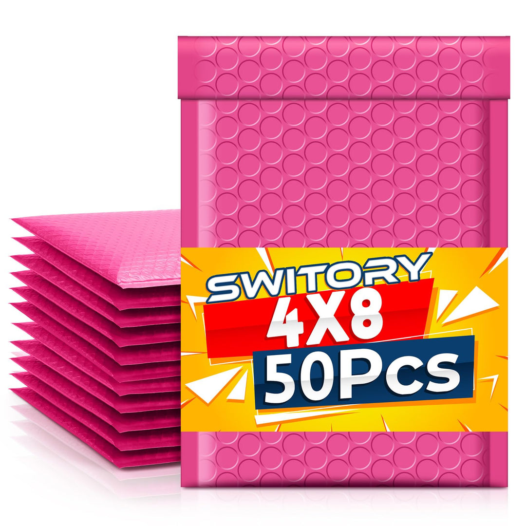 Switory 50pcs 10.2x17.7cm Versandtaschen, Gepolsterte Umschläge Bubble Lined Poly Mailer Selbstversi