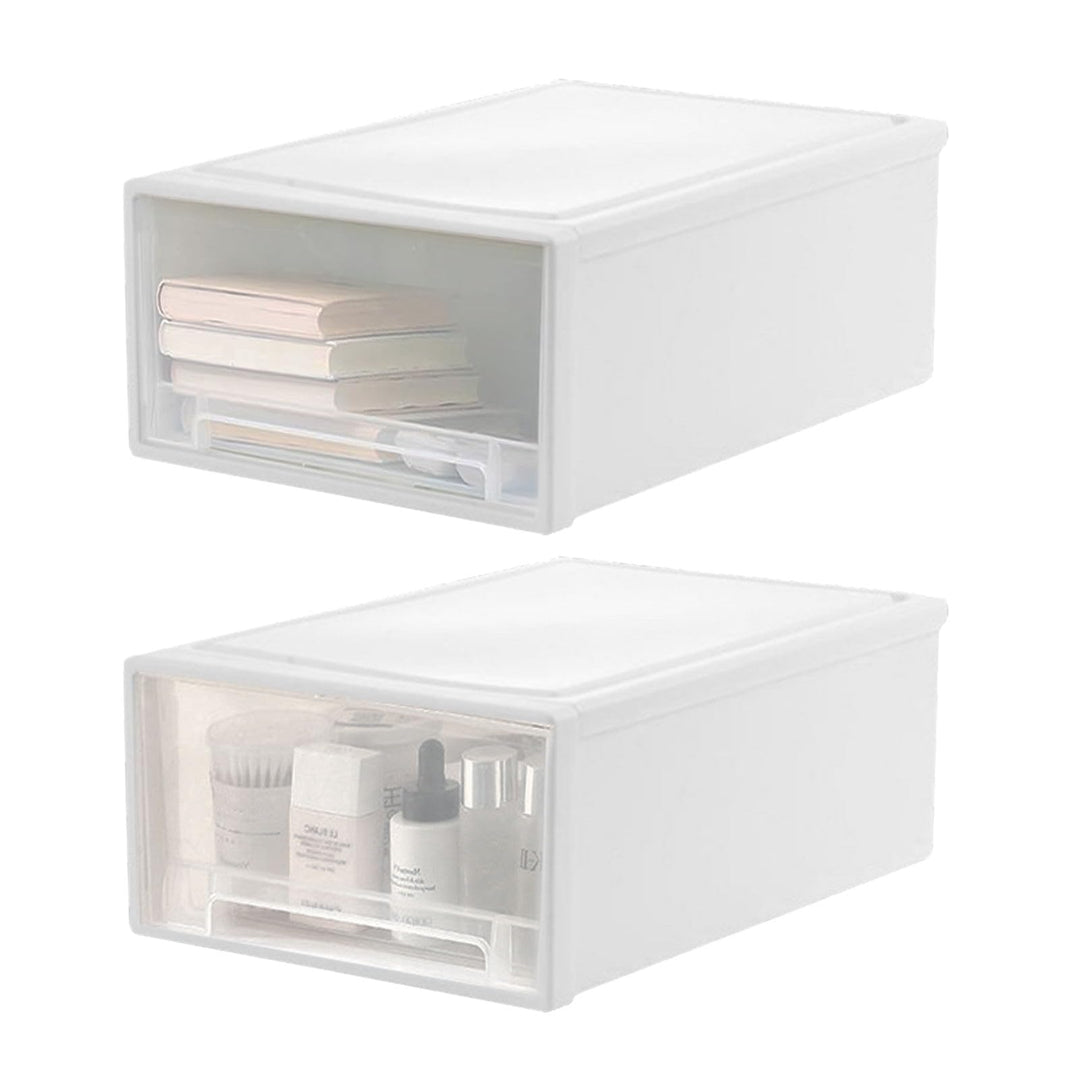 Poisonks 2 Aufbewahrungsboxen aus Kunststoff, Schublade, stapelbar, tragbar, robust und langlebig, f