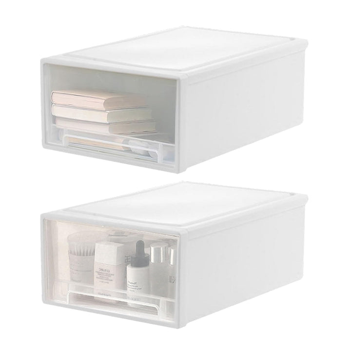Poisonks 2 Aufbewahrungsboxen aus Kunststoff, Schublade, stapelbar, tragbar, robust und langlebig, f