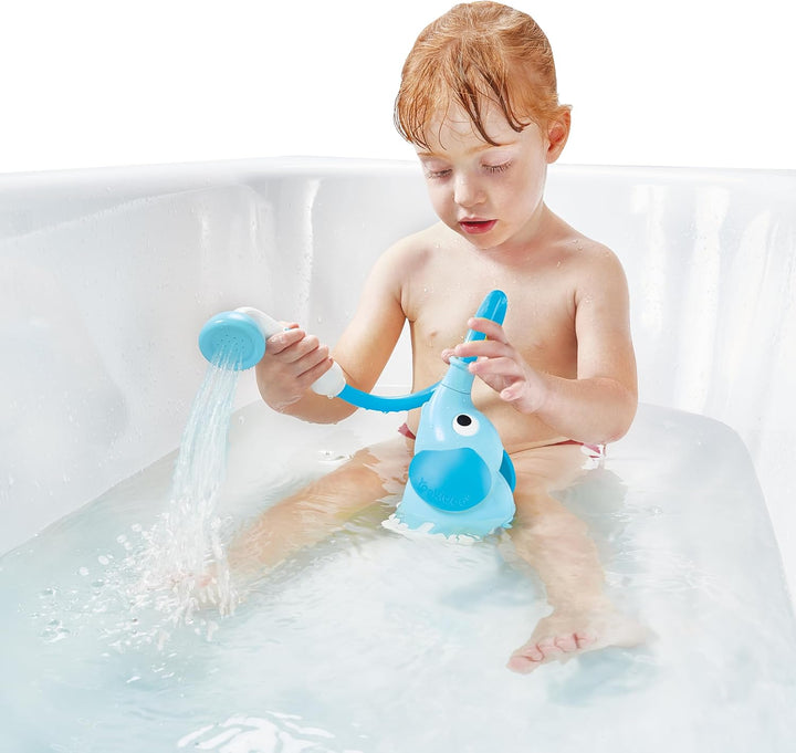 Yookidoo Duschkopf für Baby-Badewanne, Elefanten-Wasserpumpe mit Stammauslauf und Spüler, kontrollie