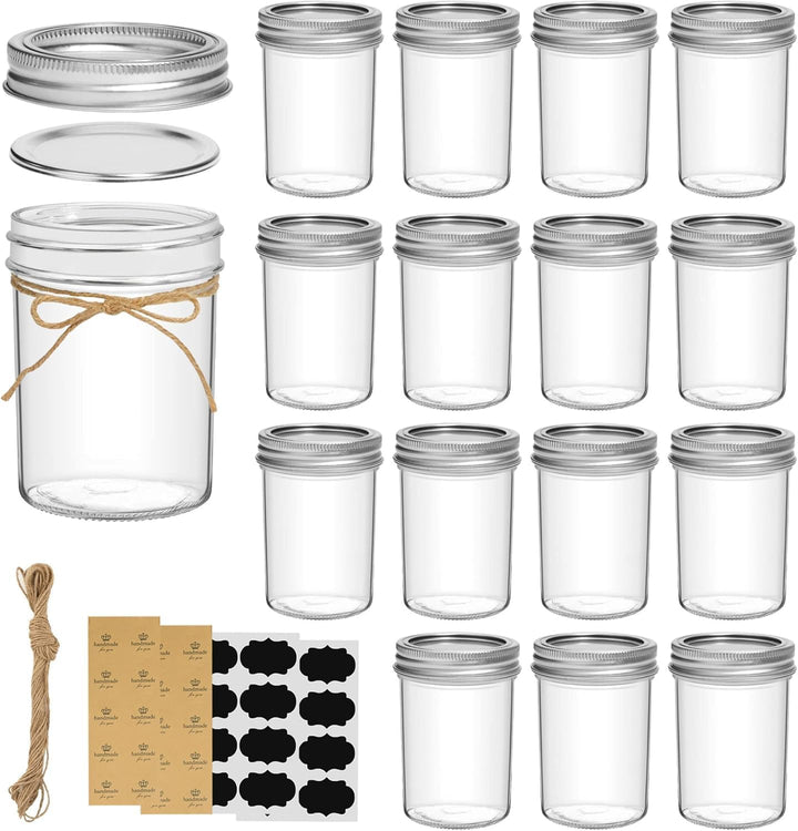 ComSaf 250ml Einmachgläser mit Deckel 16 Stück Mason jar, Vorratsgläser für Lebensmittel für selbstg