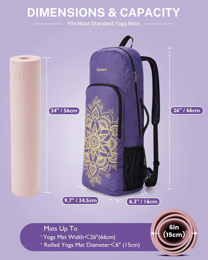 Gonex Yoga Tasche Damen, Konvertierbarer Yogatasche Rucksack mit Nassfach | 600D Polyester, Fits Mos