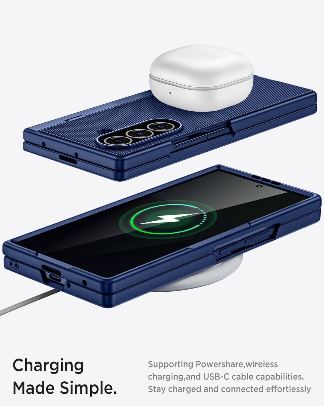 Miimall Kompatibel mit Samsung Galaxy Z Fold 7 Hülle mit Displayschutz Anti-SPY, [Tragbarer Ständer]