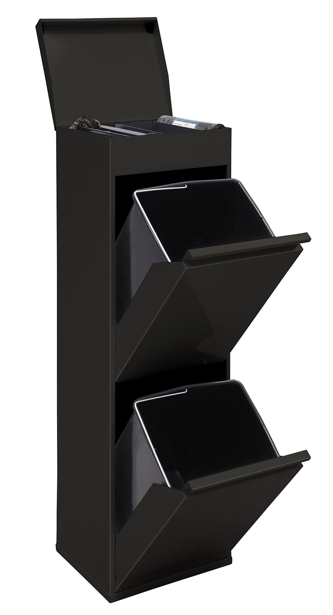 ARREGUI Top CR226-B Recycling Abfalleimer / Mülleimer aus Stahl mit Aufbewahrungsbox mit Deckel, Mül