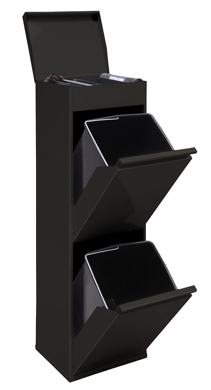 ARREGUI Top CR226-B Recycling Abfalleimer / Mülleimer aus Stahl mit Aufbewahrungsbox mit Deckel, Mül