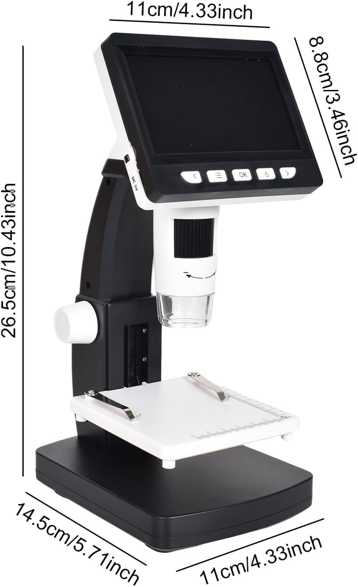 Digitales Mikroskop LCD, 50x - 1000x Vergrösserung, 4,3 Zoll Bildschirm, 1080P Auflösung, Objektiv m