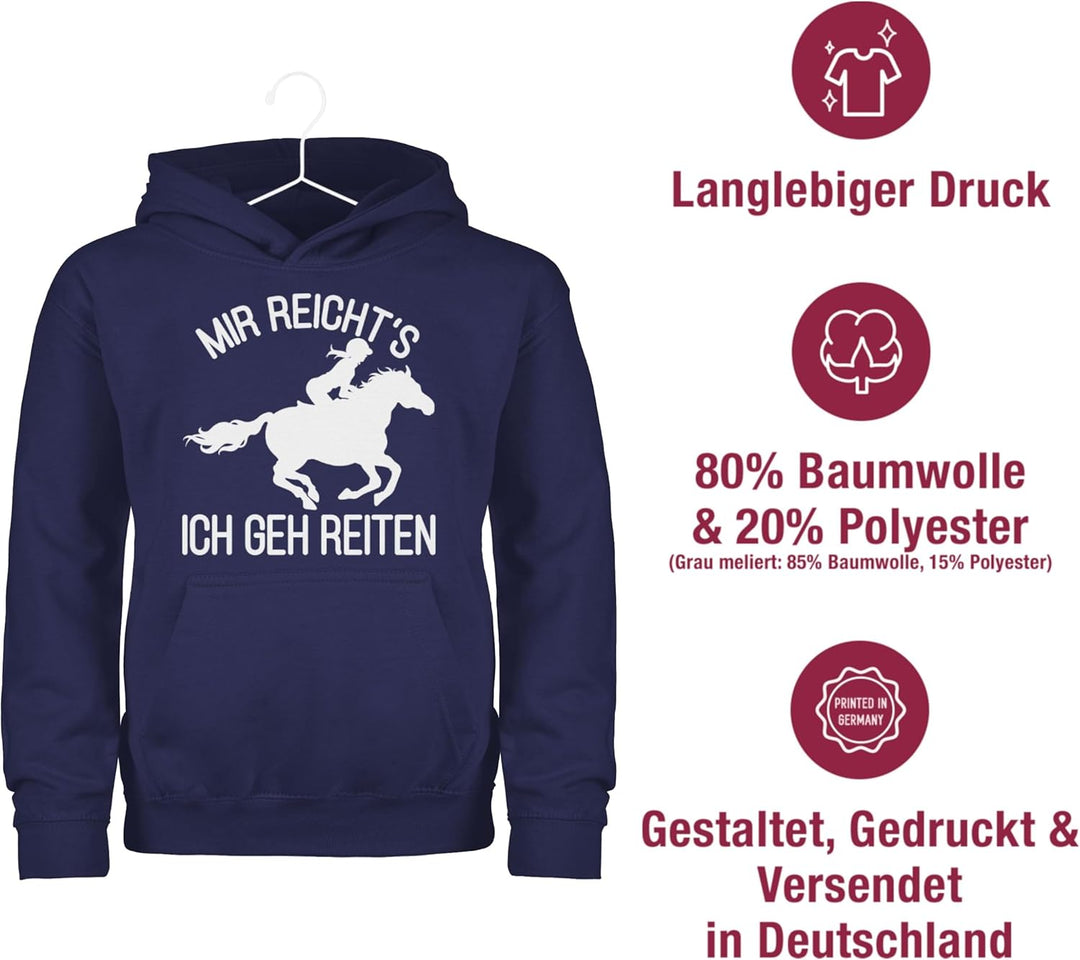 Shirtracer - Kinder Hoodie Jungen Mädchen - Pferd Pferde - Mir reicht's ich GEH Reiten 98 4 Navy Bla