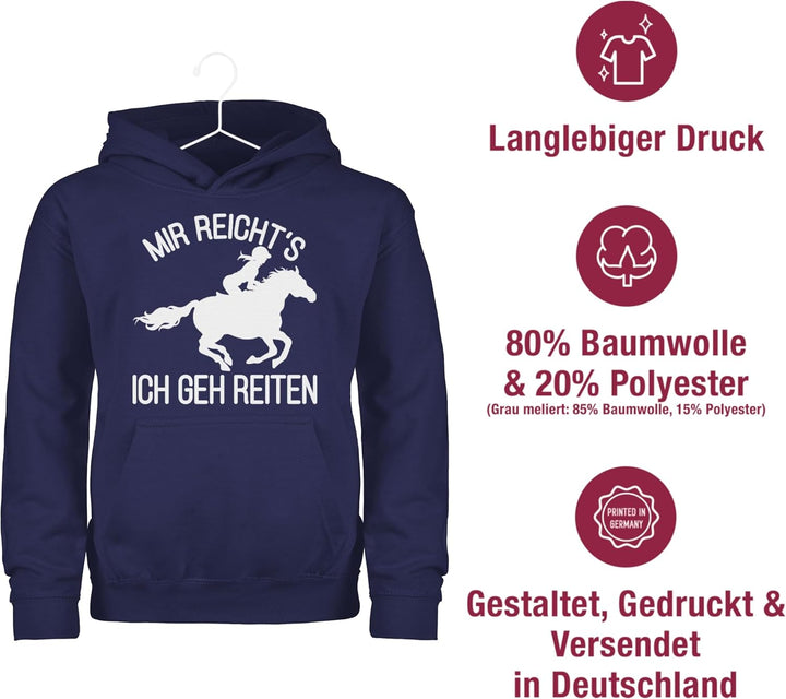 Shirtracer - Kinder Hoodie Jungen Mädchen - Pferd Pferde - Mir reicht's ich GEH Reiten 98 4 Navy Bla