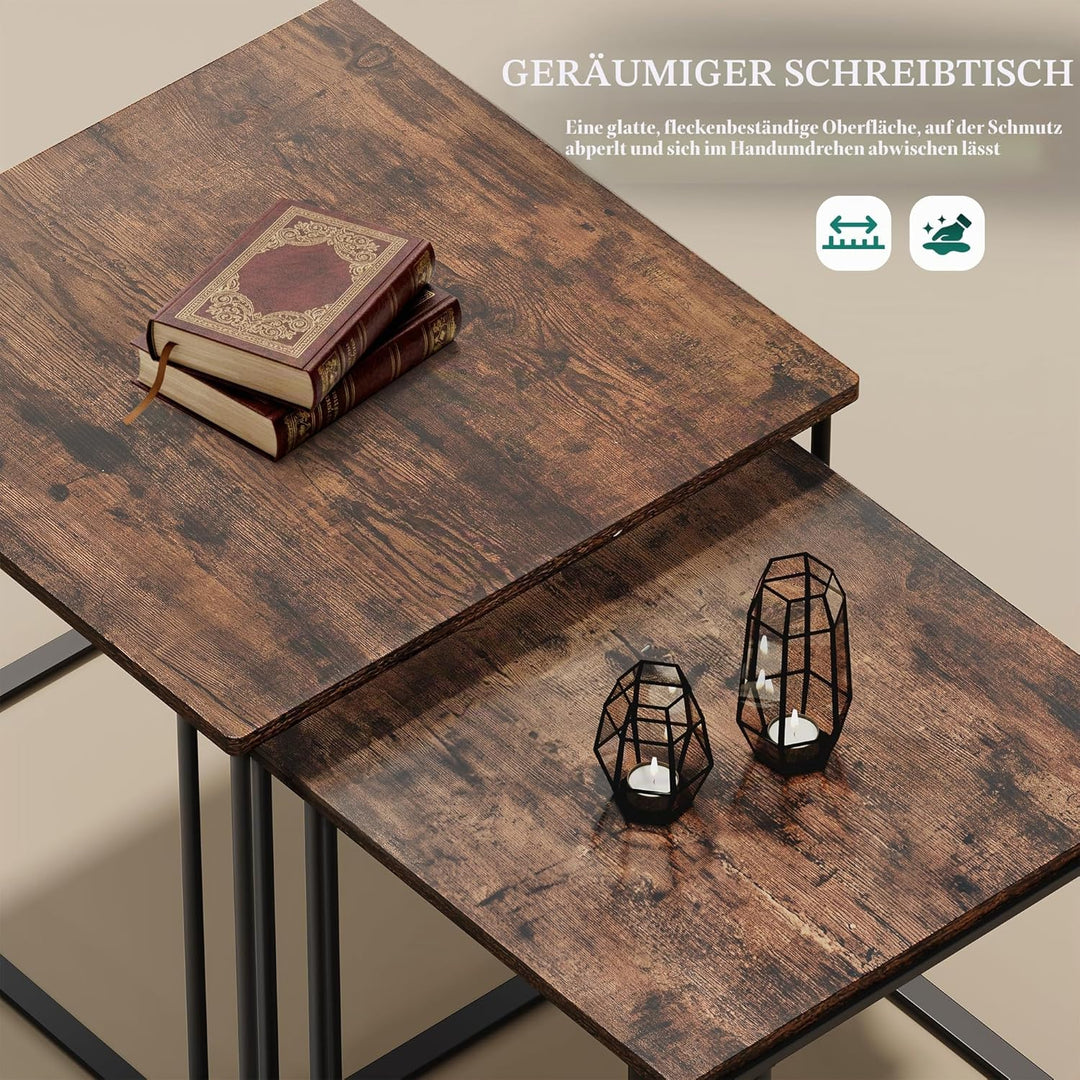 YITAHOME Couchtisch 2er Set, Wohnzimmertisch Holz mit Metallrahmen, Modern Bauernhaus Cocktail für W