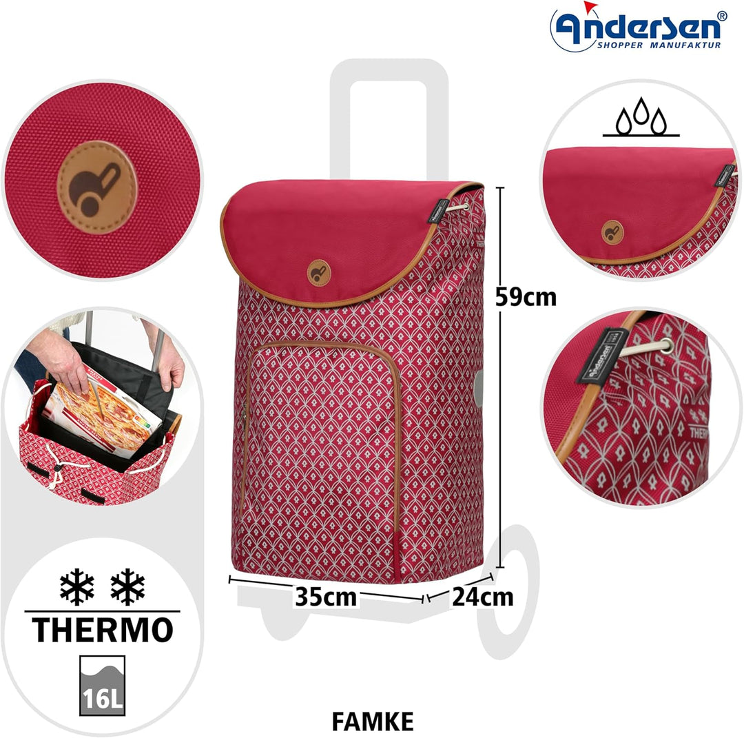 Andersen Einkaufstrolley Ersatztasche - 47 Liter - mit Kühlfach - Fronttasche - wasserabweisend - Re