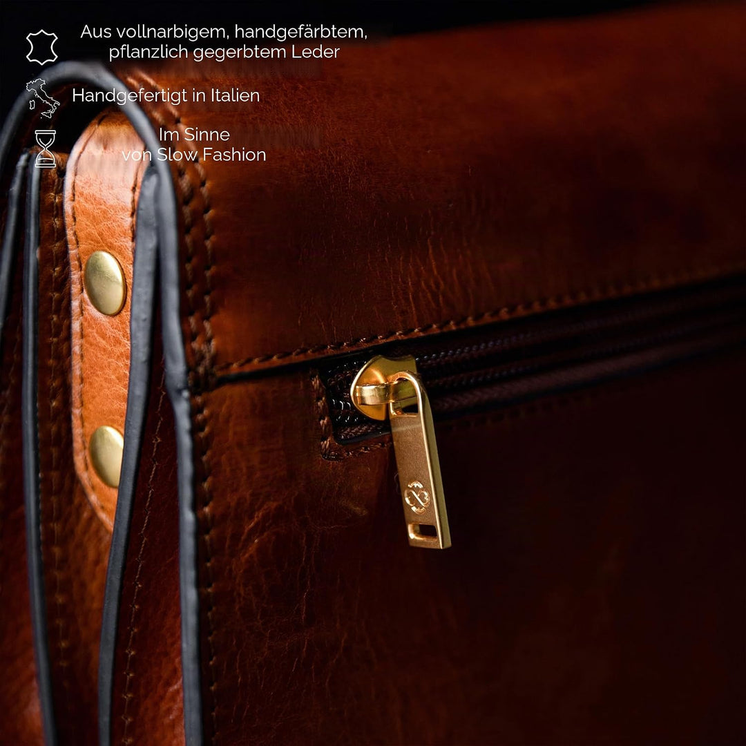 Time Resistance Leder Umhängetasche Damen - Messenger Bags - Arbeitstasche Damen - Schultertasche -
