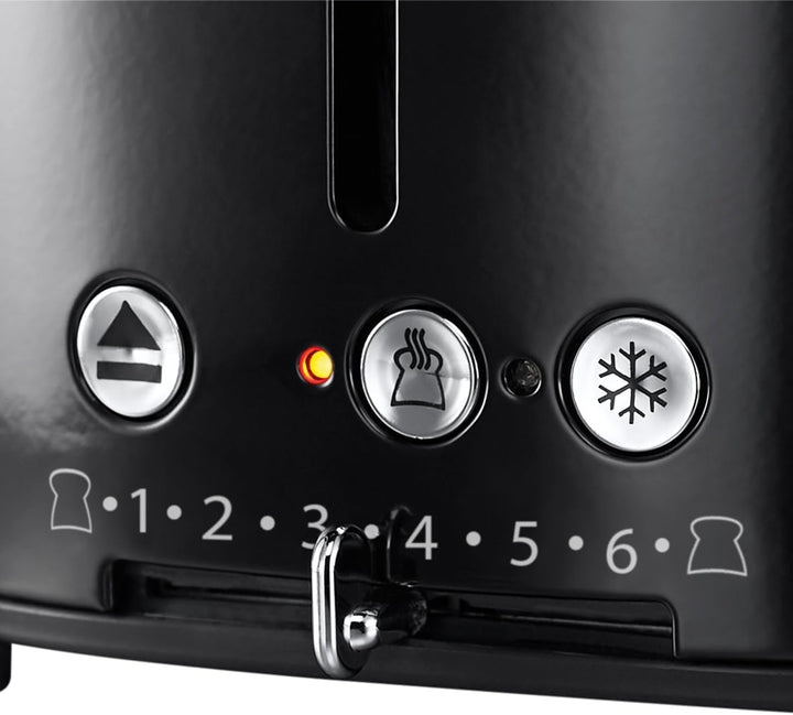 Russell Hobbs Toaster [für 2 Scheiben] Retro Edelstahl Schwarz (Countdown-Anzeige im Retrodesign, in