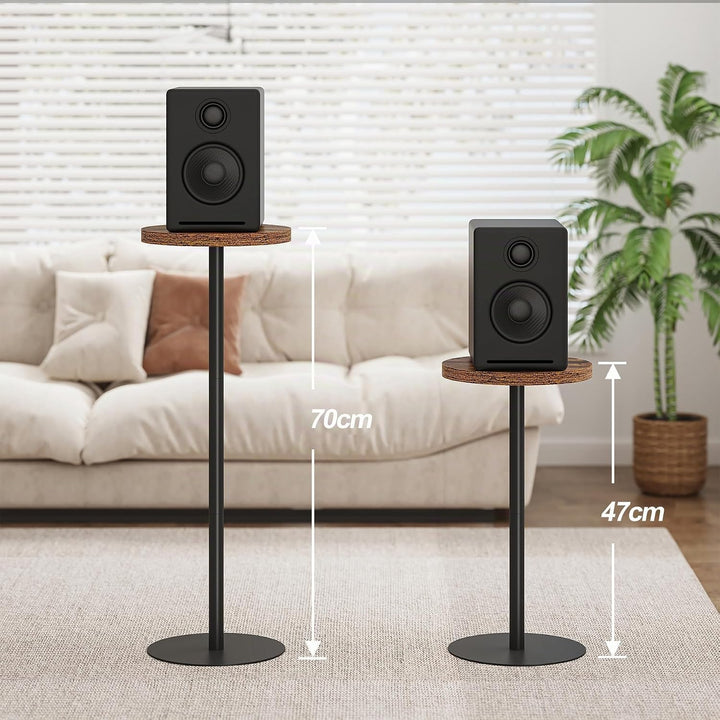 TUTOTAK TB01BB065EU Beistelltisch, hoch, runder Getränketisch, kleiner Standtisch, Wohnzimmer, Braun