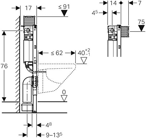 Geberit Montageelement Duofix, 111003001, Element für Wand-WC, mit Omega UP-Spülkasten, 2-Mengen-Spü