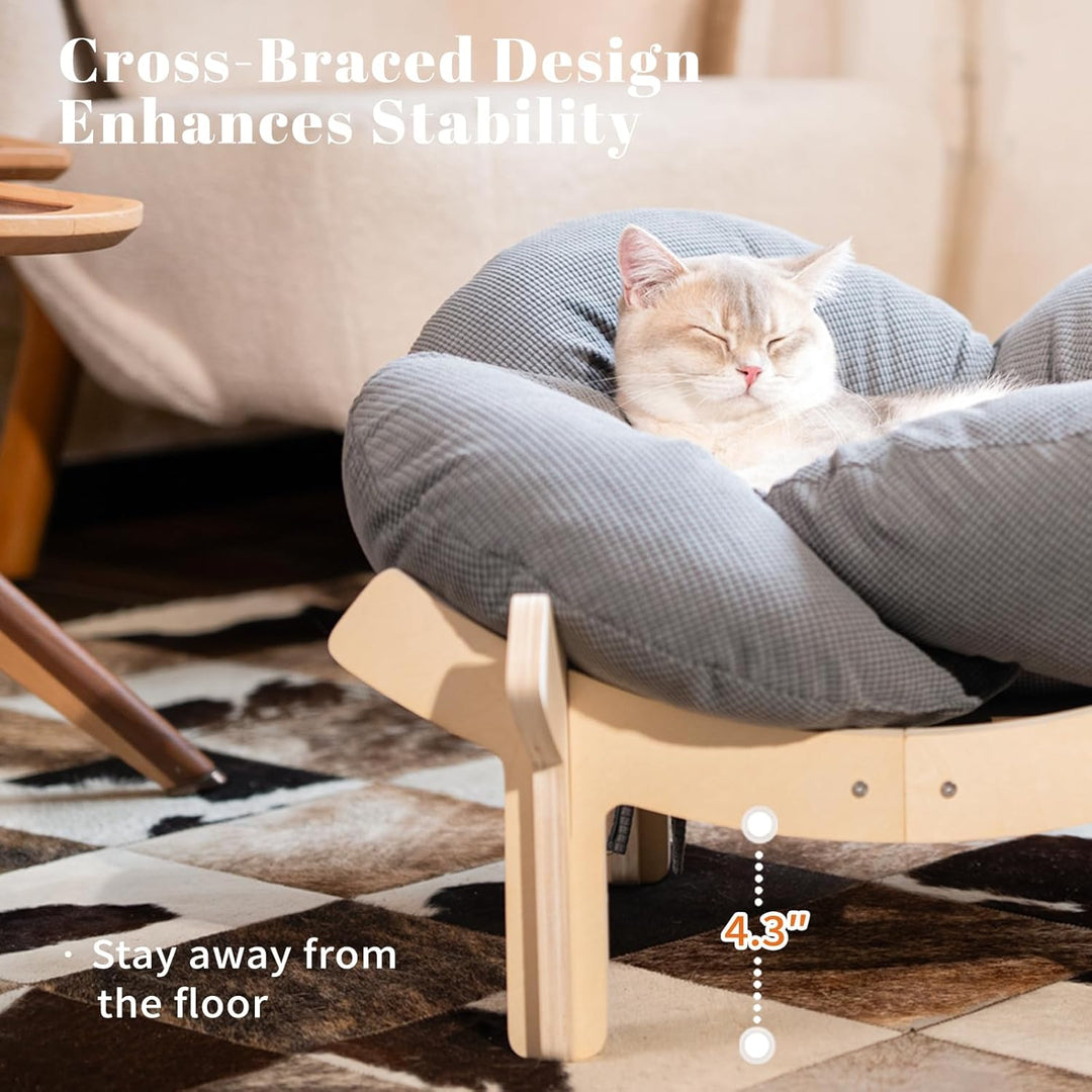 CheerPals Erhöhtes Katzenbett Blumenform, 55cm L&W Grosses Katzensofa, Stilvoll Katzenstuhl mit Hoch