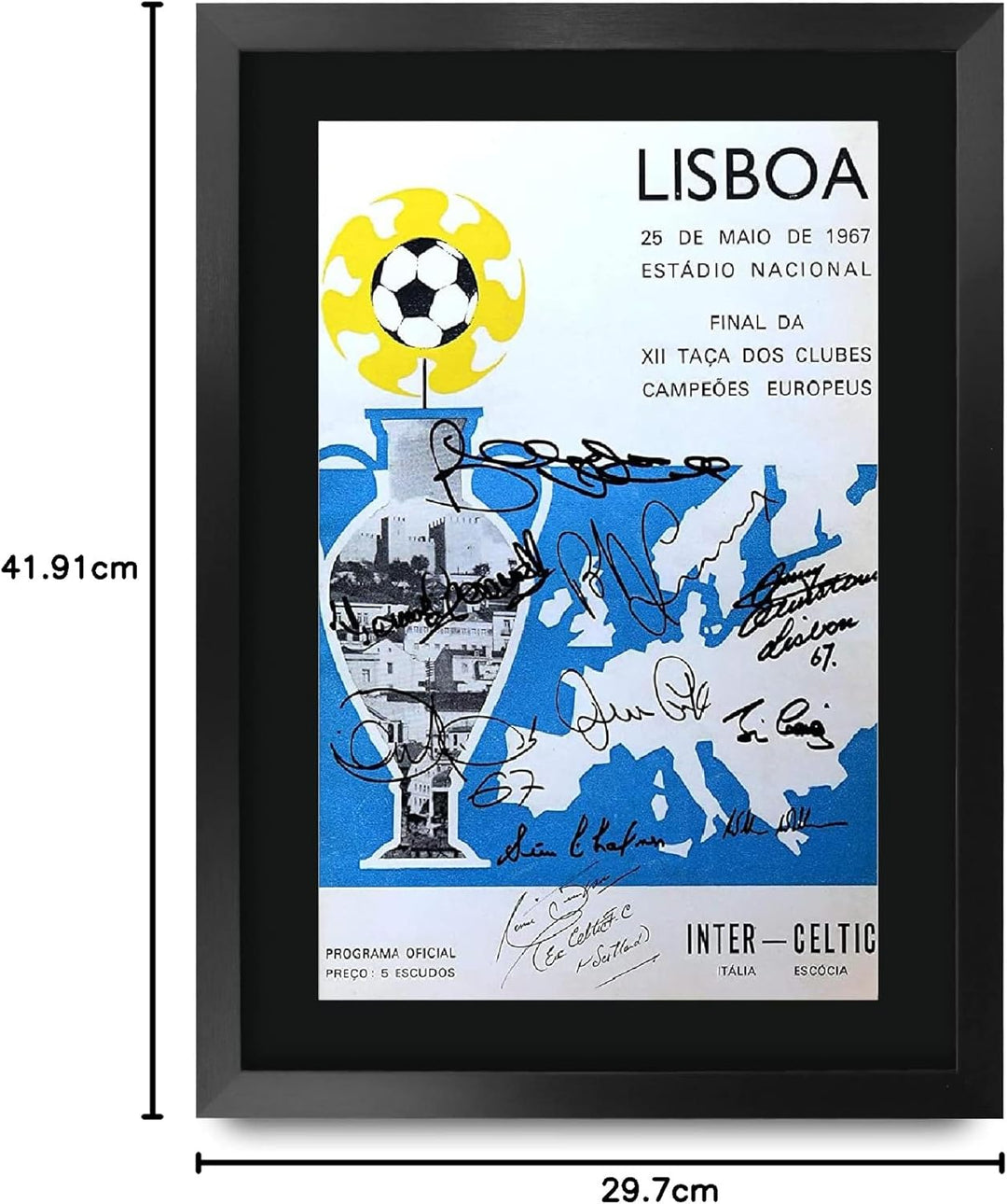 HWC Trading A3 FR Celtic 1967 European Cup Final Program Poster Das Team Signed Geschenk GESTALTET A