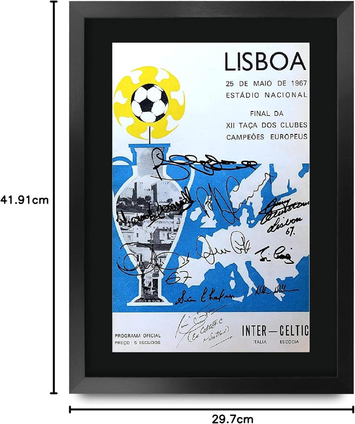 HWC Trading A3 FR Celtic 1967 European Cup Final Program Poster Das Team Signed Geschenk GESTALTET A