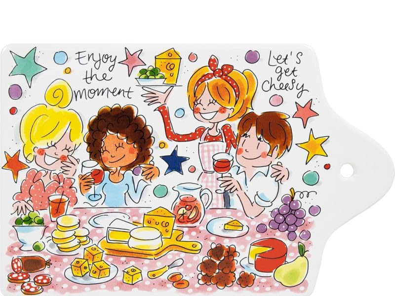 Käseplatte Let’s get Cheesy – Servierbrett aus Keramik – Buntes Design – Eben Quatschen Kollektion –