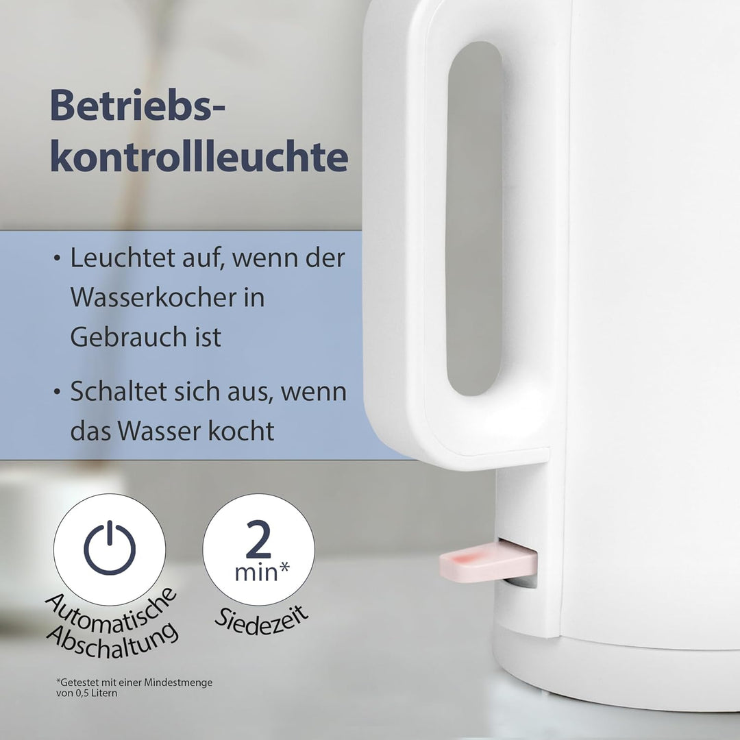 Noaton K2W Essential, Elektrische Wasserkocher, Kapazität 1,7, Doppelwand-Design, Edelstahl, 1500 W,