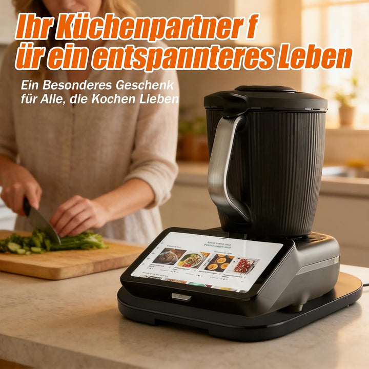 Gleitbrett für Thermomix TM7,Brett für Thermomix mit Rollen,Leicht Gleitendes Bambus Rollbrett Slide