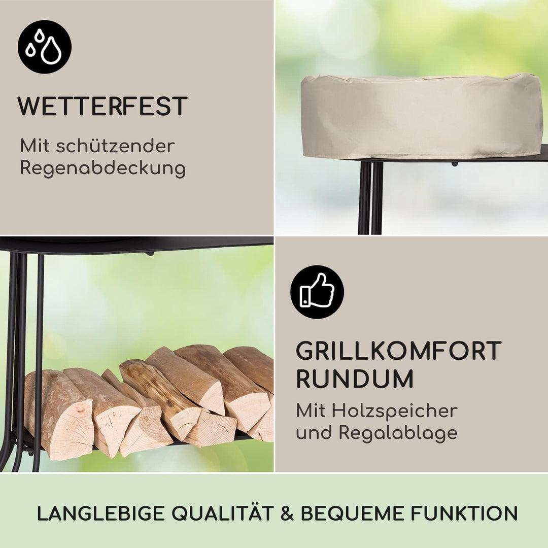 blumfeldt Feuerschale für den Garten, mit Grillrost & Abdeckung, Stahl Feuerschalen Klein, Wetterfes