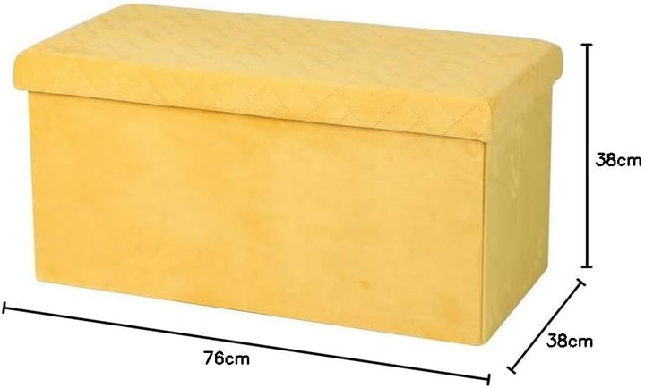 Urban living Kube Velours Sitzbank, faltbar, 76 x 37,5 x 37,5 cm, Gelb, Gelb
