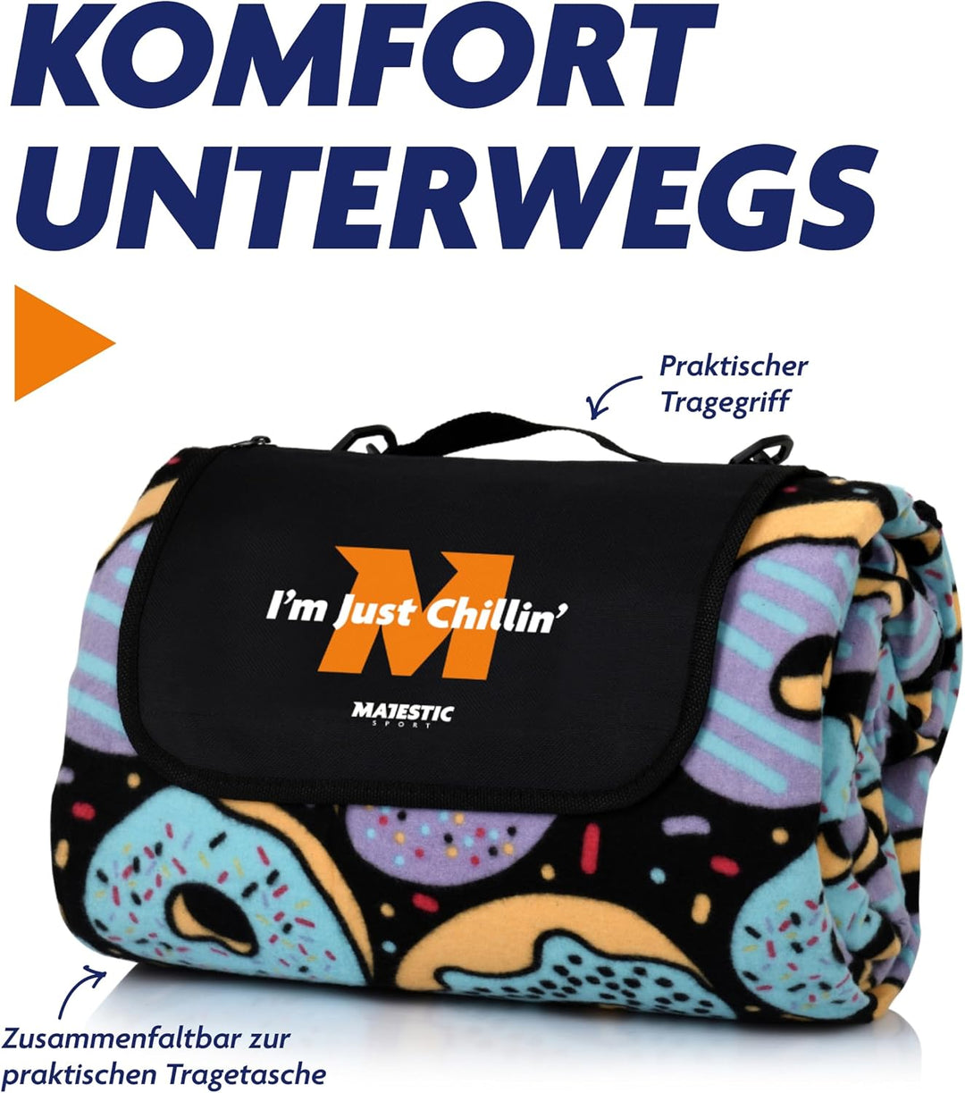 Picknickdecke 200x200 cm Wasserdicht & Sandfrei — Isolierte XXL Stranddecke für 4-6 Personen mit Tra