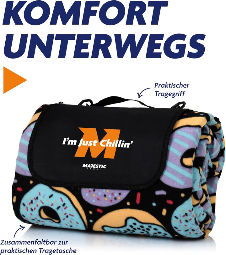 Picknickdecke 200x200 cm Wasserdicht & Sandfrei — Isolierte XXL Stranddecke für 4-6 Personen mit Tra