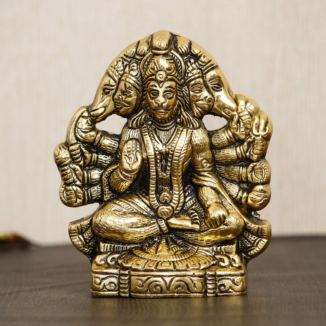 eCraftIndia Golden Panch Mukhi Hanuman Metall-Deko-Schaustück