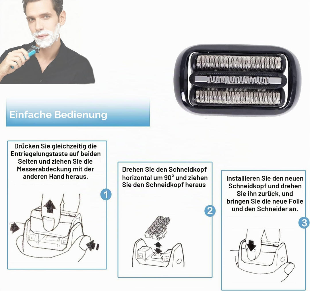 53B Rasierköpfe Kompatibel mit Bra-un Serie 5 und Series 6 Elektrorasierer für Herren mit Bürste von