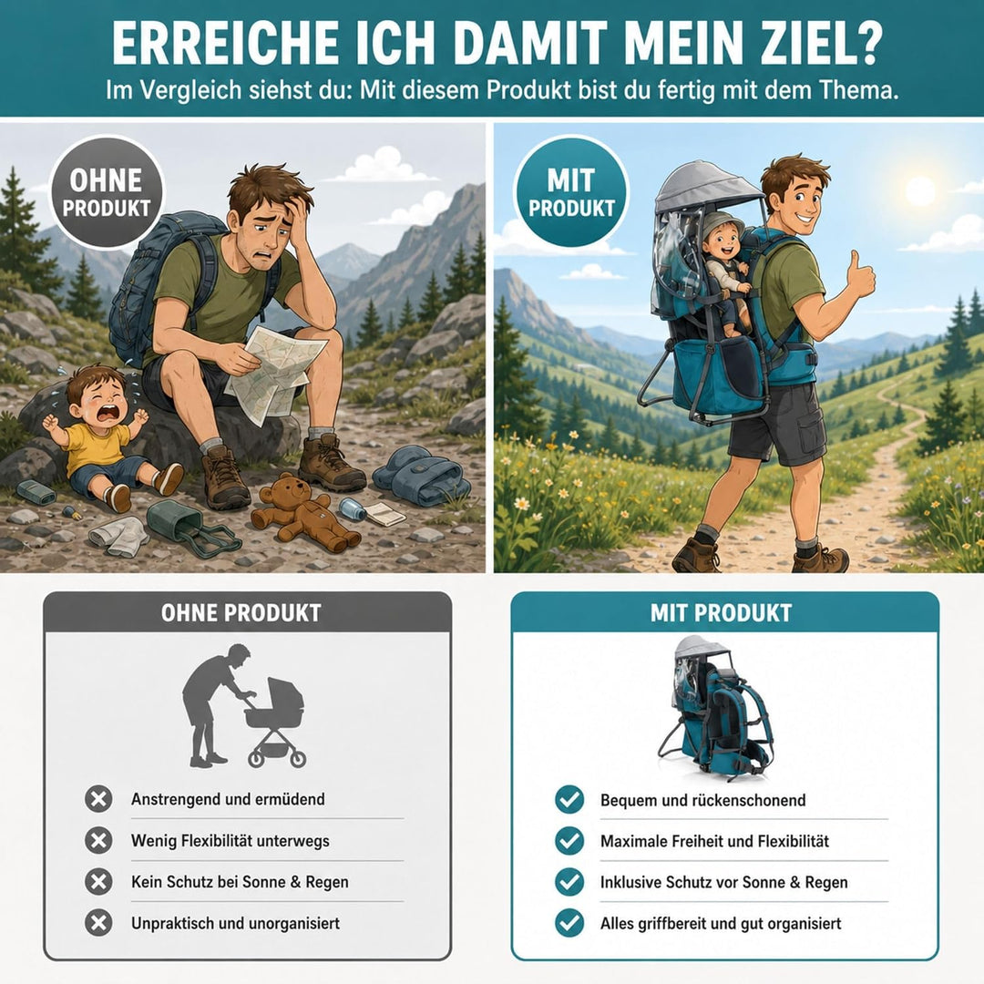 Fillikid Rückentrage Explorer Elite Exklusiv | Kindertrage für Wandern & Reise | Babytragerucksack m