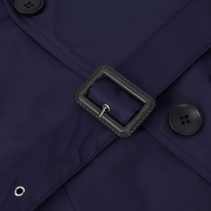 AOWOFS Herren Zweireihiger Trenchcoat mit Gürtel Revers Lang Mantel Business Jacke Frühling Übergang