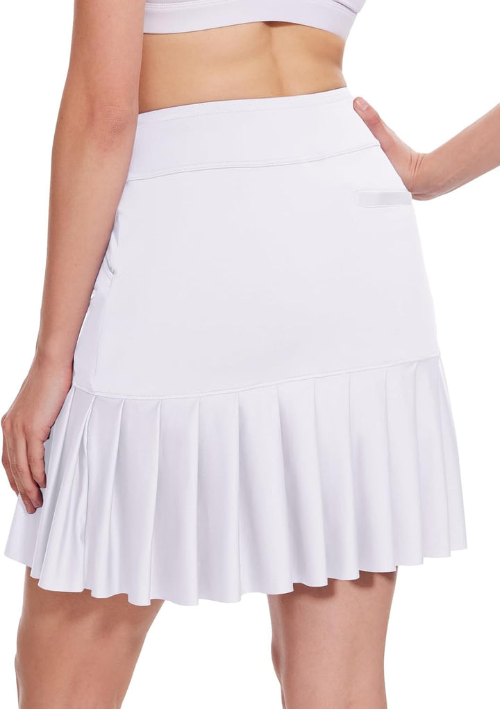 MOTEEPI 19" Golf Röcke für Frauen Knie Länge Ruffle Saum Rock Tennis Rock Athletic Skort für Workout