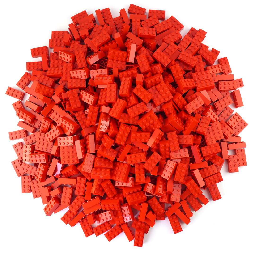 Lego® Steine Rot - 100 Stück 2x4 Bausteine - Lego® Classic Basic - Modellnummer 3001 - Konstruktions