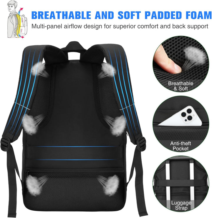Paude Schwarz Rucksack, Laptop Schulrucksack für Teenager Erwachsene, Grosse Tasche Rucksack für Hig