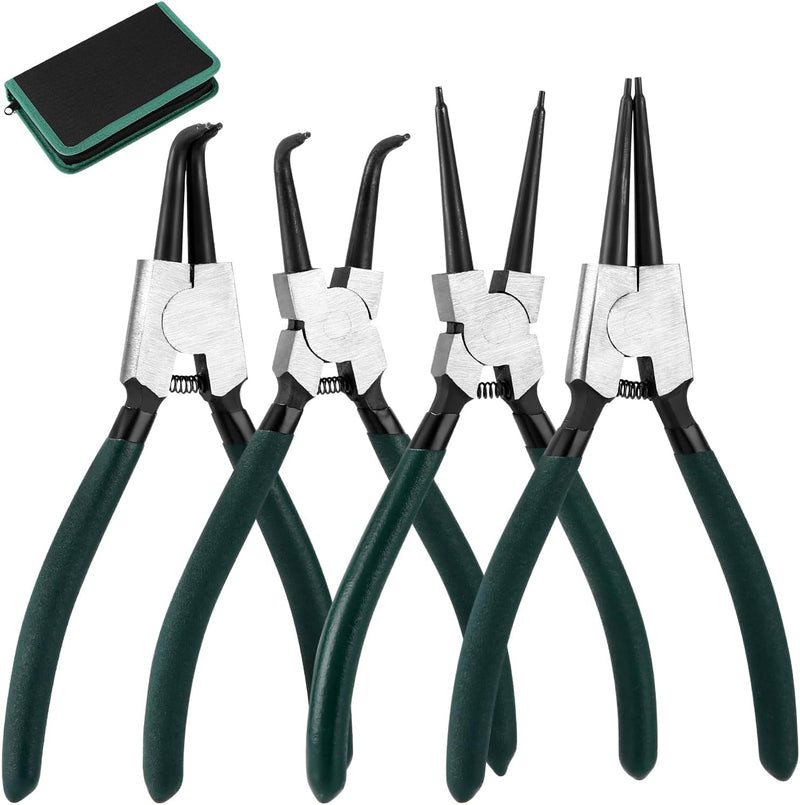 LEAZZLE 4 Stück 180mm Sprengringzangen Set, Sicherungsringzange Set mit Tasche, Gerade Sicherungsrin