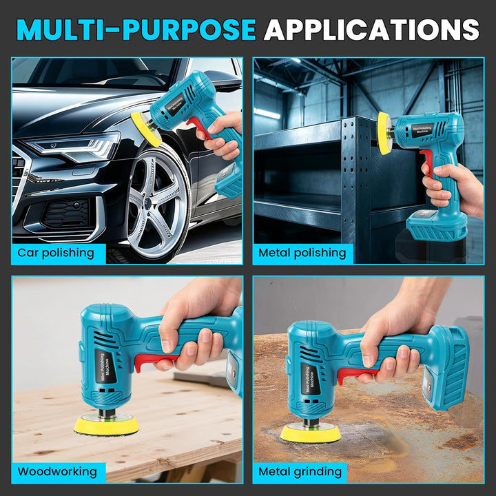 Mini Akku Poliermaschine Kompatibel mit Makita 18V Bürstenlos | Kompakter Exzenterschleifer zum Schl