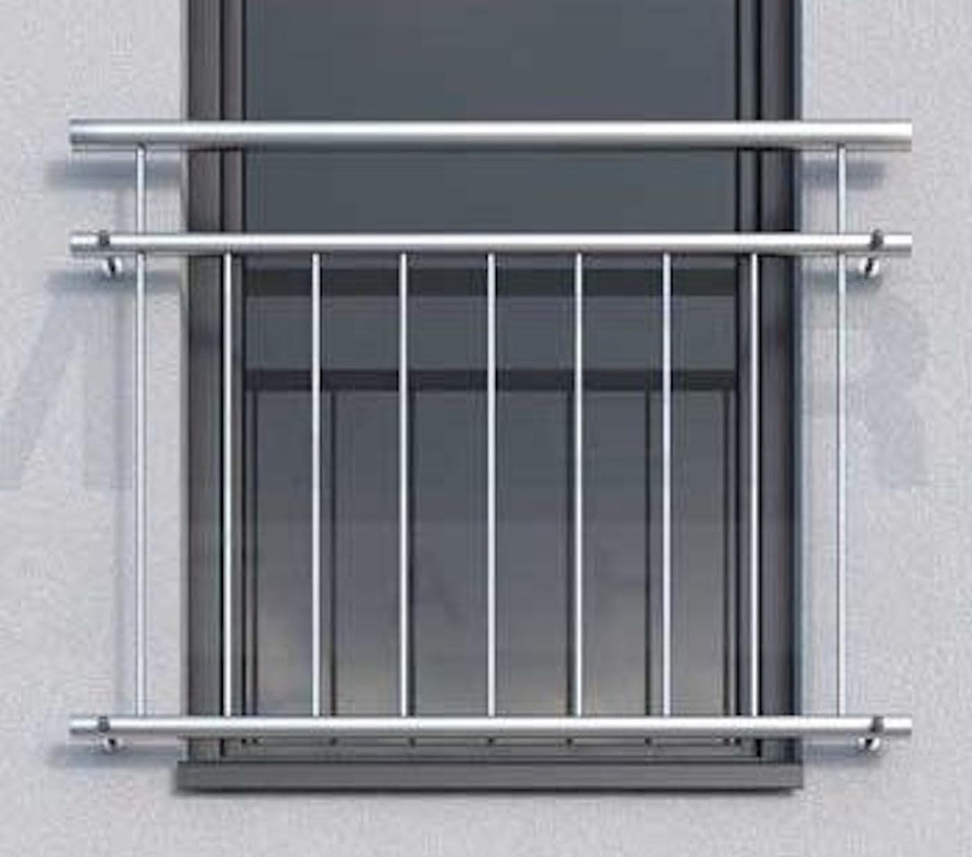 Französischer Balkon aus Edelstahl V2A, Brüstung, Sicherung, geschweisst - Länge 116-130 cm (ohne Be