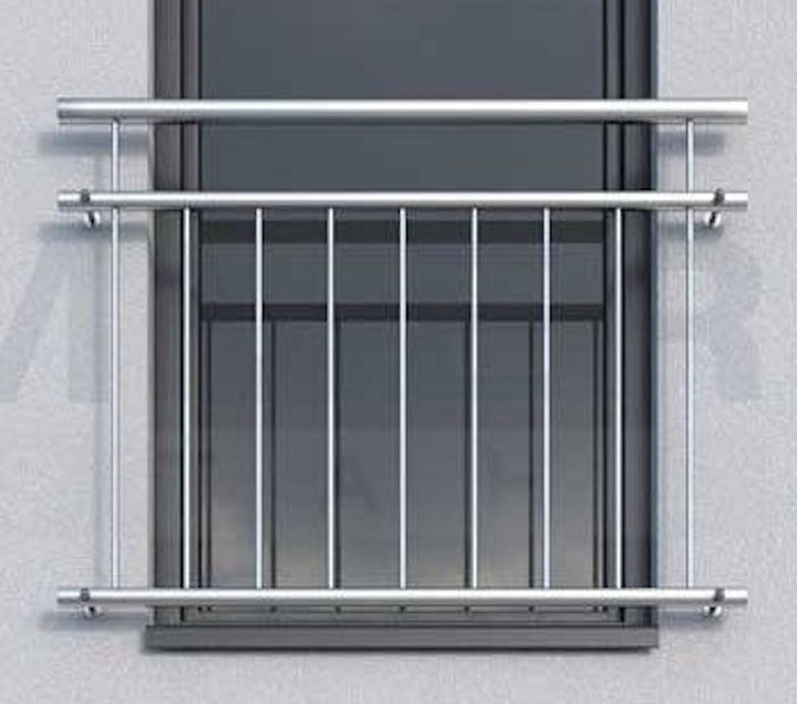Französischer Balkon aus Edelstahl V2A, Brüstung, Sicherung, geschweisst - Länge 116-130 cm (ohne Be