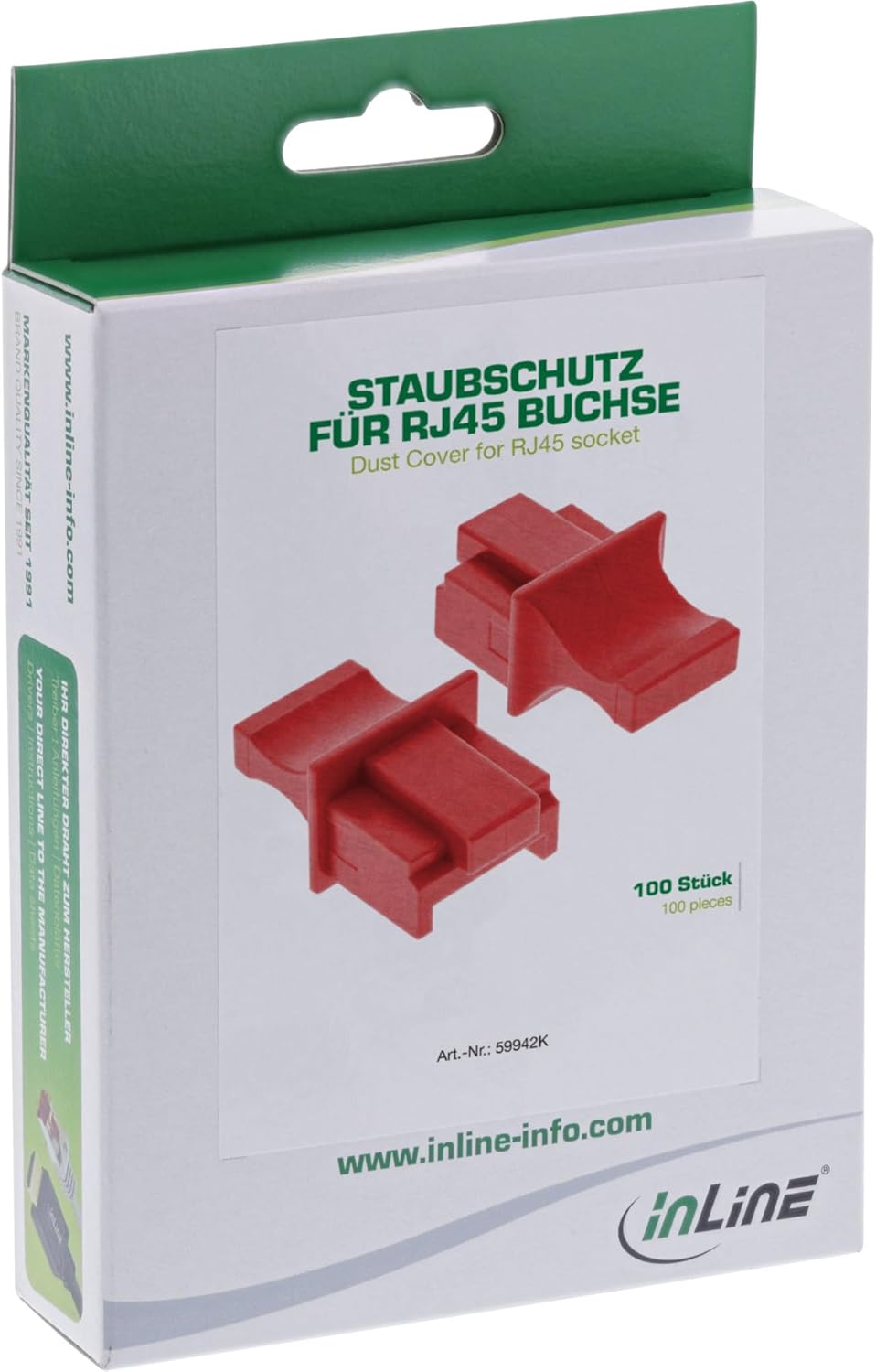 InLine 59942K 100er Pack Staubschutz, für RJ45 Buchse, rot